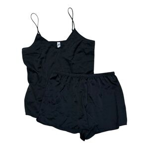 Stars Above Black Satin Pajama Set - Size Medium